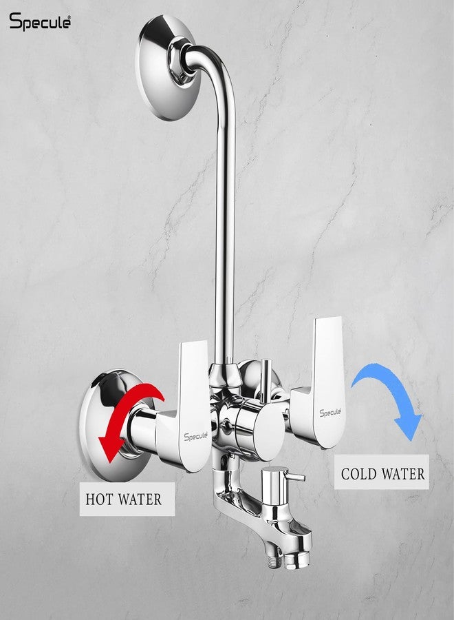 Specule Nyra Series Brass, Wall Mixer For Bathroom 3 in 1 | With 8x8 Inches Overhead Shower Set | 5 Flow Hand Shower Set with 1.5 Meter Hand Shower Pipe | Wall Mixer | Shower Set (Chrome) - Image 3